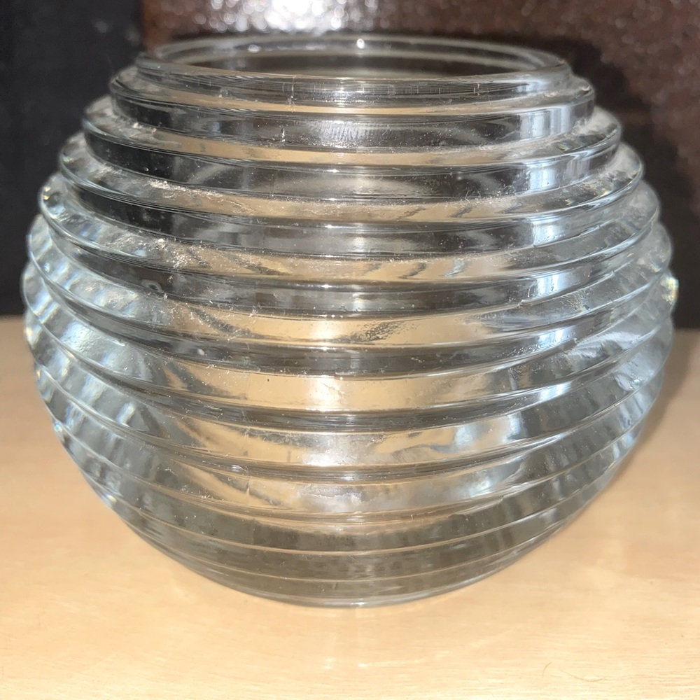 Vintage MCM Heavy Lined Crystal Candleholder